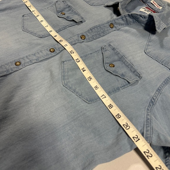Men’s Wrangler Brand Light Denim Long Sleeve Shirt Size Large - Picture 3 of 7